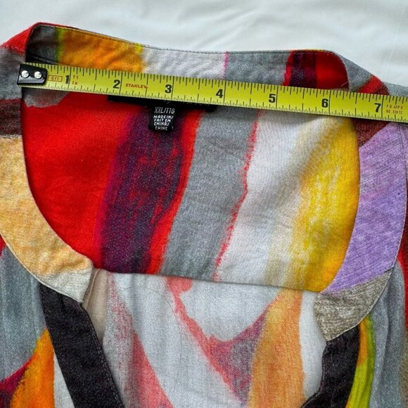 Claire Desjardins Art To Wear Colorful Tunic Blouse Long Sleeve Women's Size XXL - Picture 15 of 16